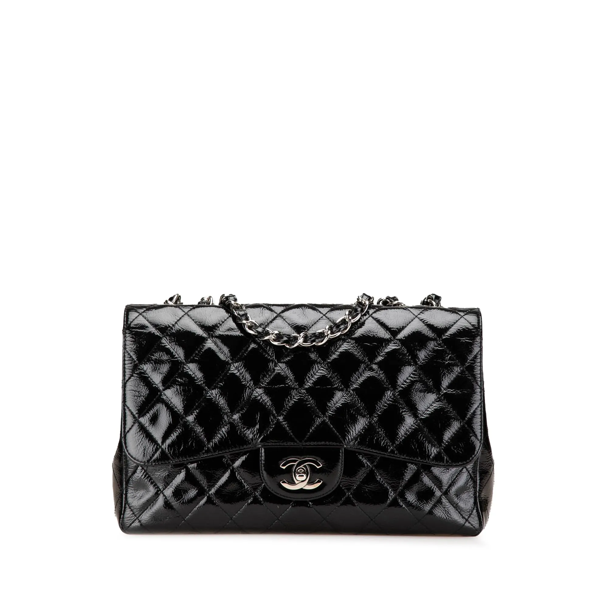 Jumbo Classic Crinkled Patent Single Flap