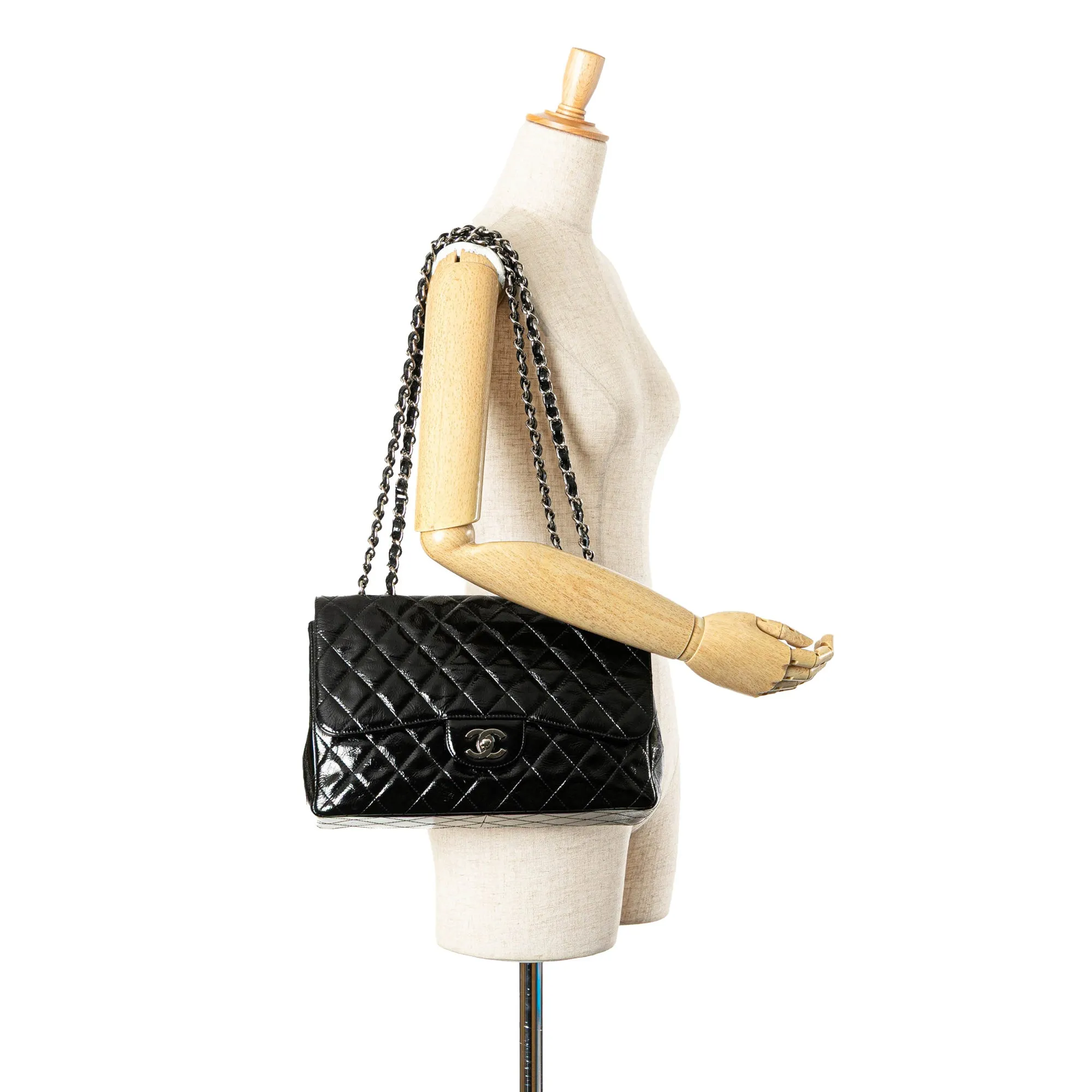 Jumbo Classic Crinkled Patent Single Flap