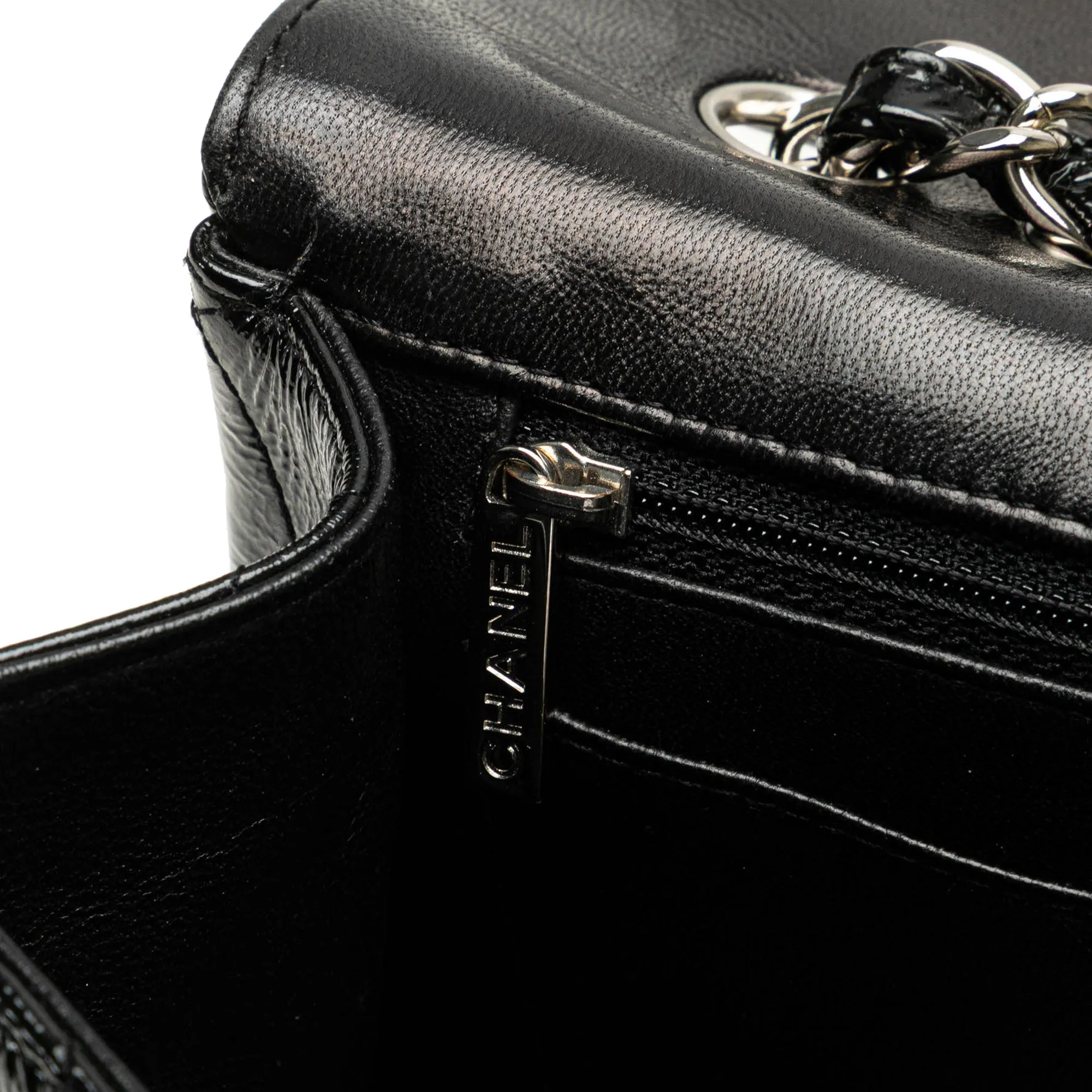 Jumbo Classic Crinkled Patent Single Flap