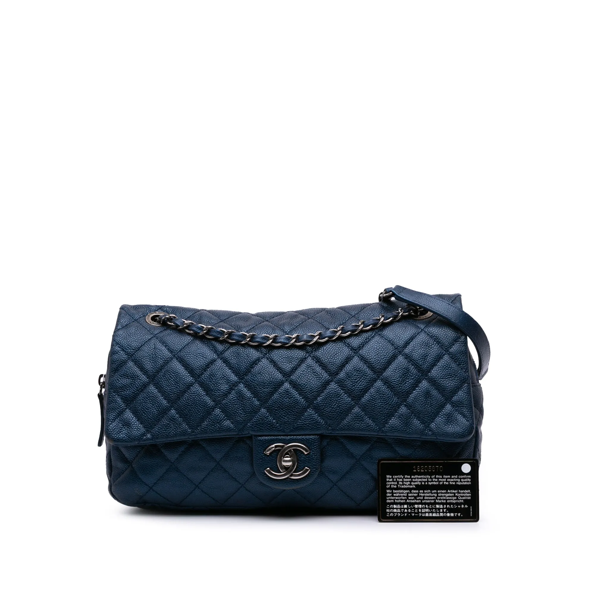 Jumbo Quilted Iridescent Caviar Easy Flap