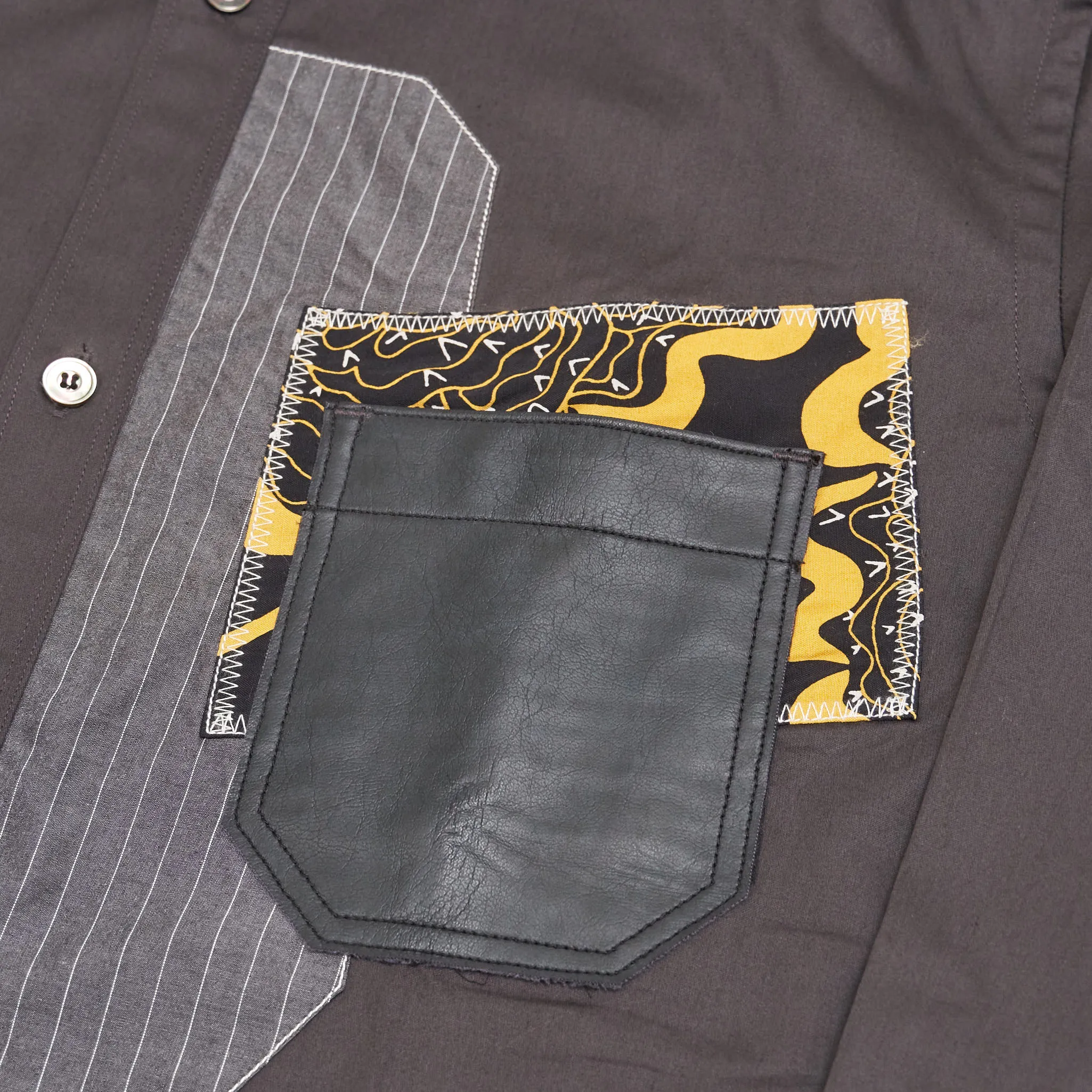 Junya Watanabe Man Black Patchwork Shirt