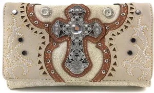 Justin West Concealed Carry Laser Cut Concho Cross Antique Embroidery Handbag