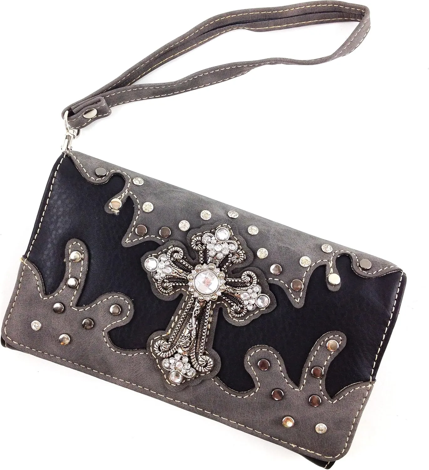 Justin West Cross Studs Concealed Carry Shoulder Handbag Tote Purse Crossbody Wallet