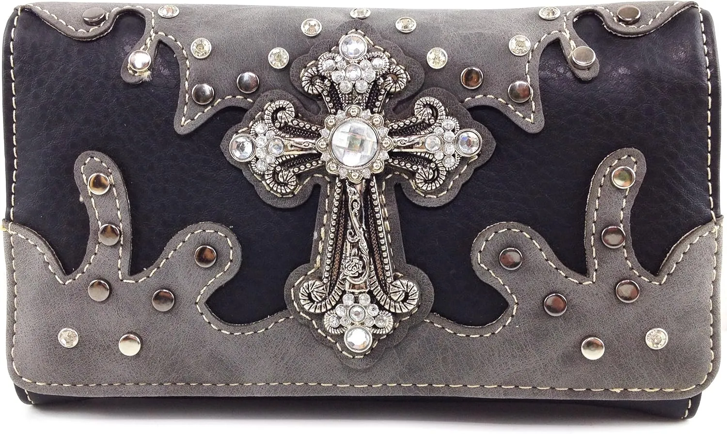 Justin West Cross Studs Concealed Carry Shoulder Handbag Tote Purse Crossbody Wallet