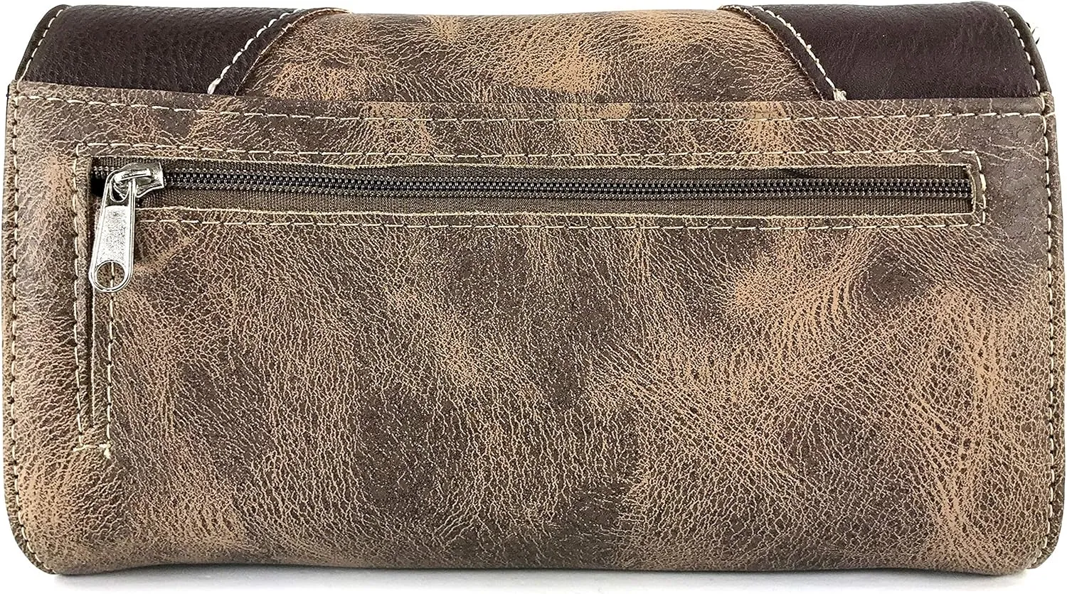 Justin West Tooled Leather Laser Cut Rhinestone Cross Studded Shoulder Concealed Carry Tote Style Handbag Purse