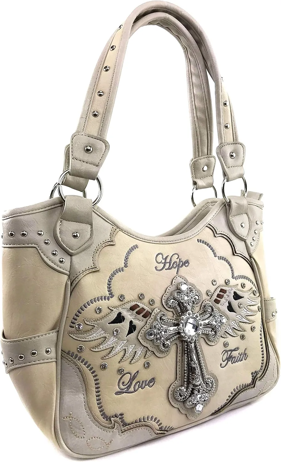 Justin West Women's Concealed Carry Angel Wings Cross Faith Hope Love Western Handbag Tote Purse