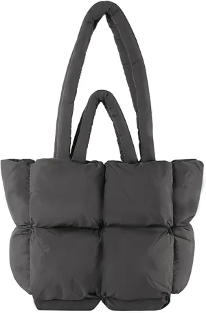 KARRESLY Quilted Puffer Hobo Bag for Women Carryall Lightweight Tote Bag with Zipper Quilted Padding Shoulder Bag