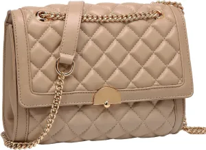 Kasqo Quilted Shoulder Bags for Women,Vegan Leather Crossbody Bag with Adjustable Chain Strap,Evening Handbag Clutch Purse