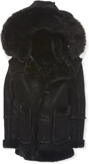 Kids Denali Shearling Jacket Faux Suede Body Black_91589K (6)