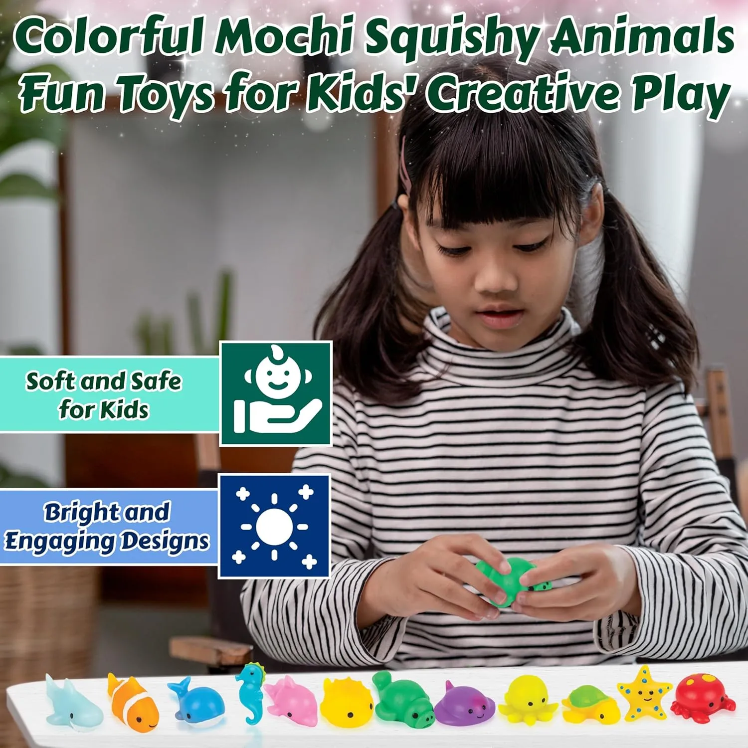 Kids Sea Life Mochi Squishy Animal Toys, Fun Mini Kawaii Squishies for Kids and Adults, Great Party Favors, Stress Relief Toys and Fidget Toy, Super Soft (Sea Animals 12 Pieces)