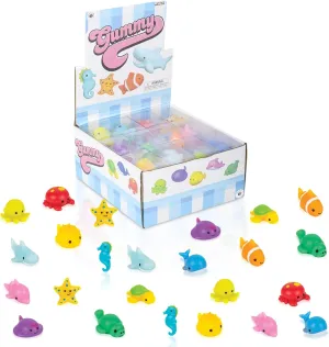 Kids Sea Life Mochi Squishy Animal Toys, Fun Mini Kawaii Squishies for Kids and Adults, Great Party Favors, Stress Relief Toys and Fidget Toy, Super Soft (Sea Animals 24 Pieces)
