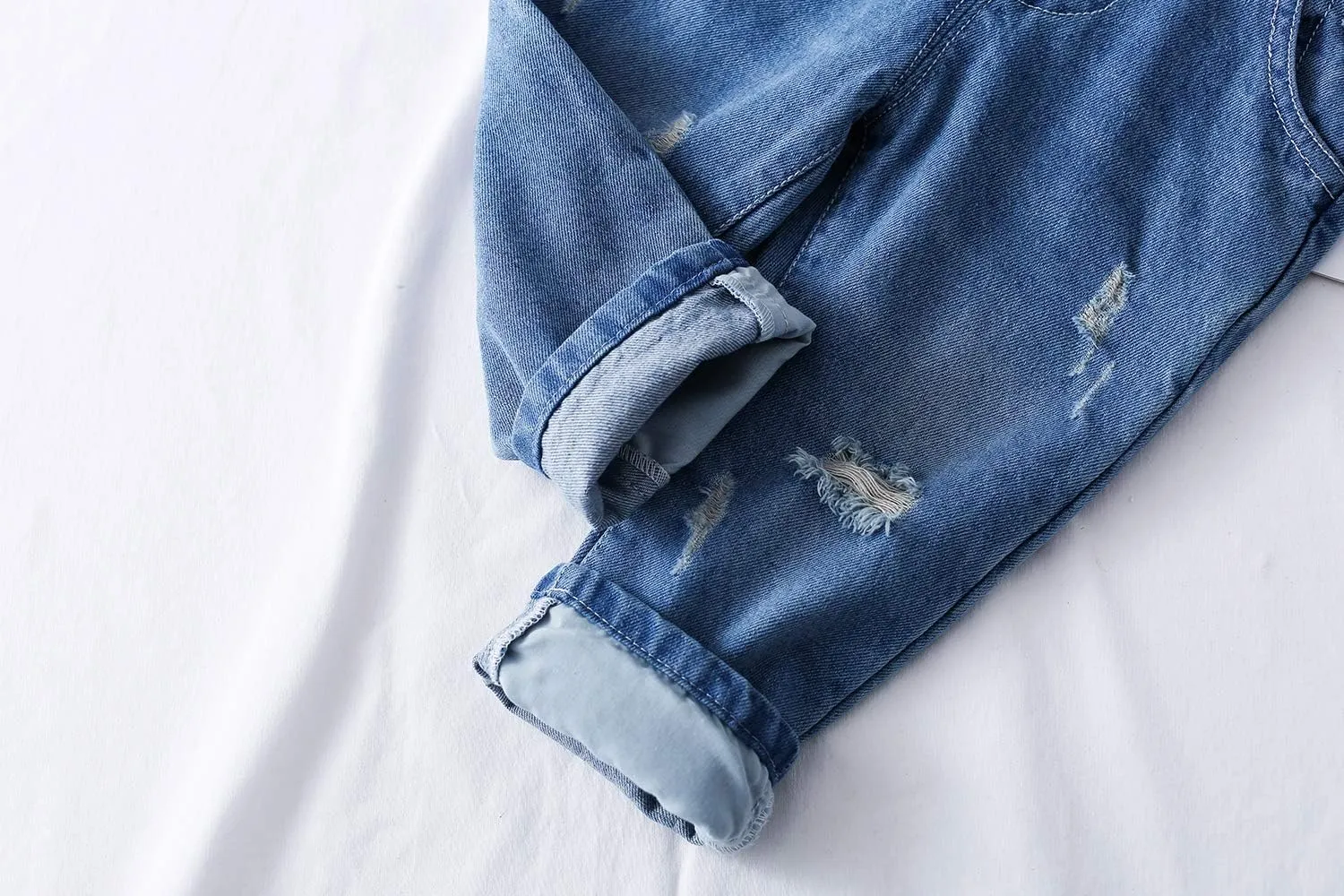 KIDSCOOL SPACE Baby Boy Girl Jean Overalls,Toddler Ripped Denim Cute Workwear