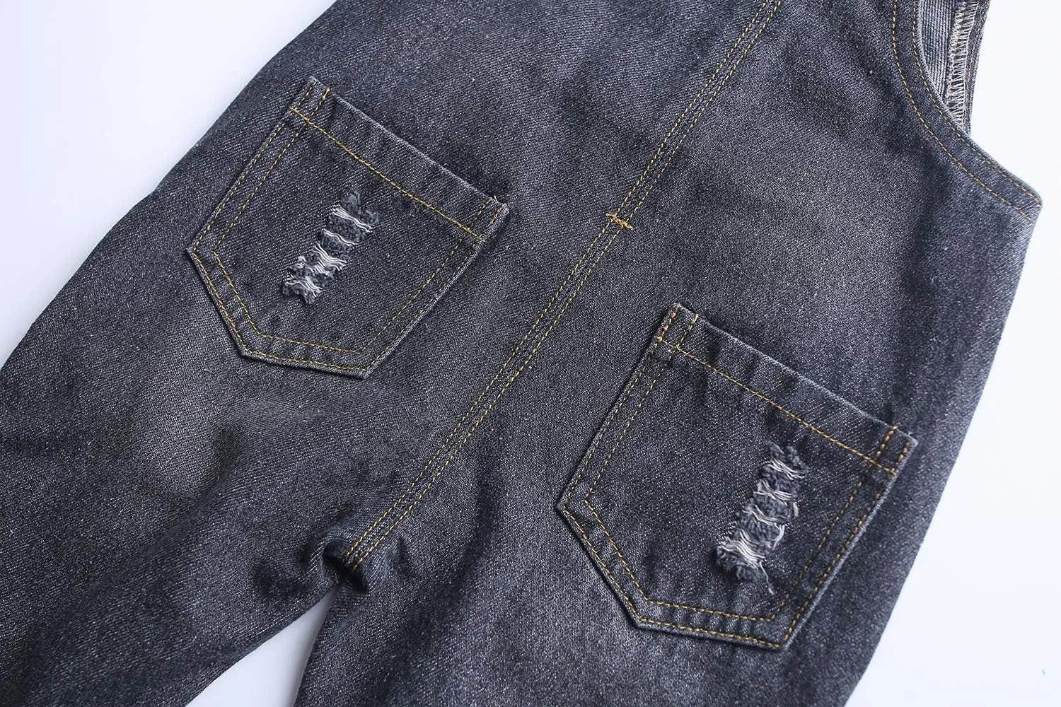 KIDSCOOL SPACE Baby Boy Girl Jean Overalls,Toddler Ripped Denim Cute Workwear