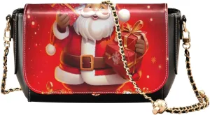 Kigai Christmas Santa Clause Crossbody Bags for Women Retro Cross Body Purse Small PU Leather Shoulder Handbags with Chain Strap