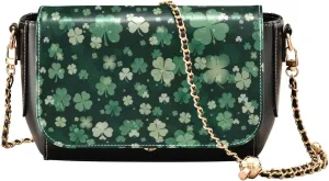 Kigai Cute Clovers Crossbody Bags for Women Retro Cross Body Purse Small PU Leather Shoulder Handbags with Chain Strap