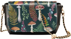 Kigai Fern Mushroom Crossbody Bags for Women Retro Cross Body Purse Small PU Leather Shoulder Handbags with Chain Strap