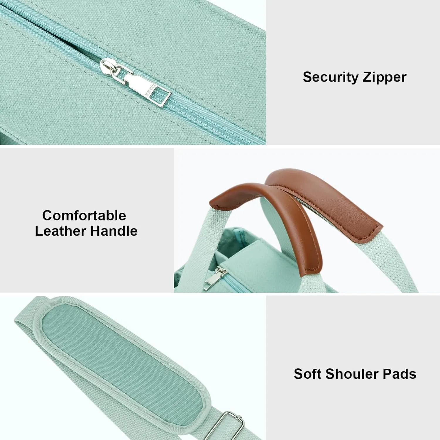 KKXIU Canvas Tote Bag for Women with Zipper and Compartments Crossbody Large Bible Messenger Purse Bag With Pockets