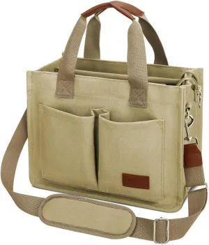 KKXIU Large Canvas Tote Bag for Women with Zipper and Compartments Crossbody Work Bible Messenger Purse Bag With Pockets