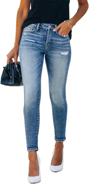 KUNMI Women's Ripped Skinny Jeans Distressed Stretchy Denim Pants