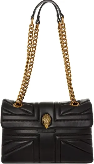 Kurt Geiger Crossbody Women’s Kensington Black Leather Union Jack Quilted Bag
