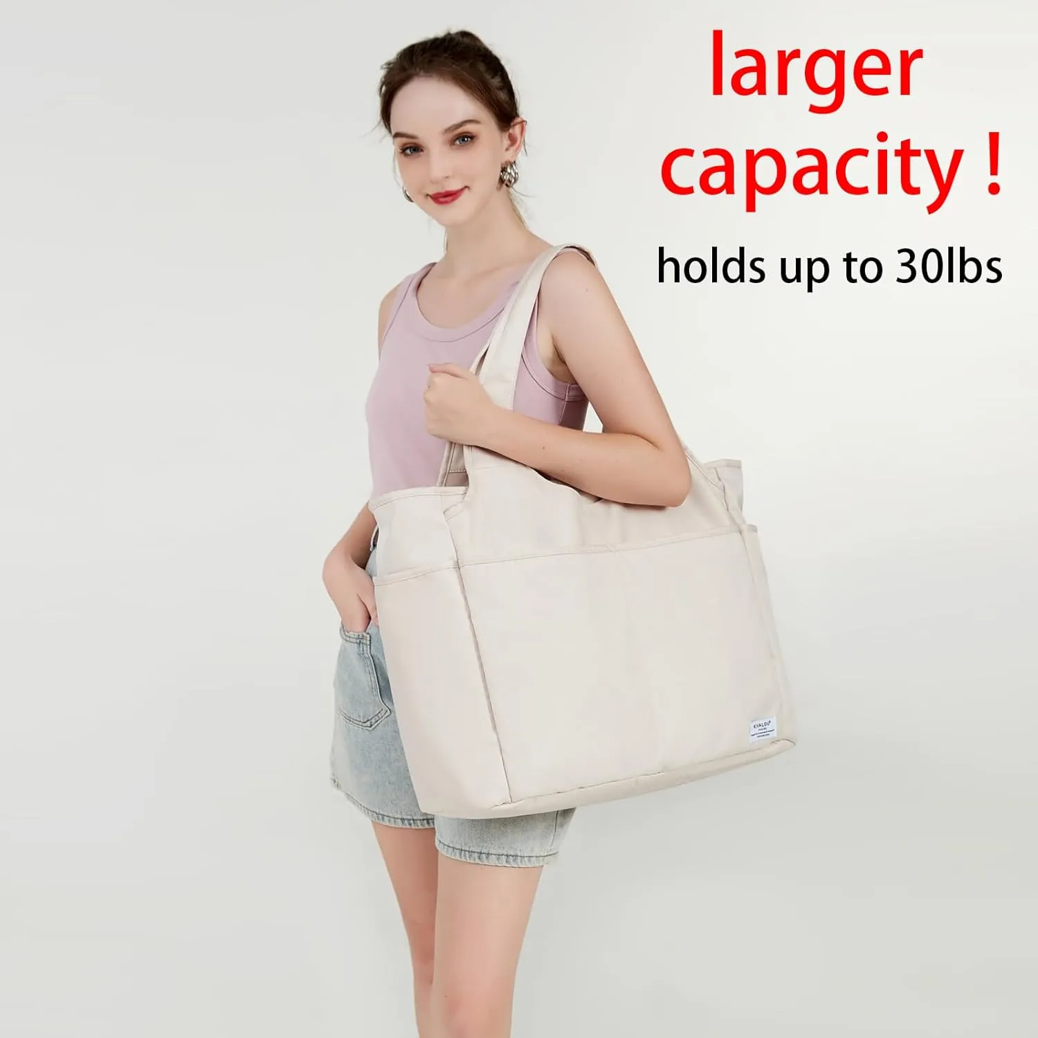 KYALOU Utility Large Tote Bag, Women Casual Shoulder Bags for Work Gym Beach Travel Shopping Grocery College