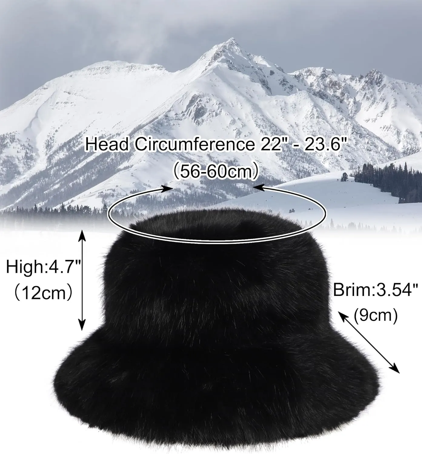 LA CARRIE Women's Fuzzy Wide Brim Faux Fur Bucket Hat Winter Warmer Fisherman Cap