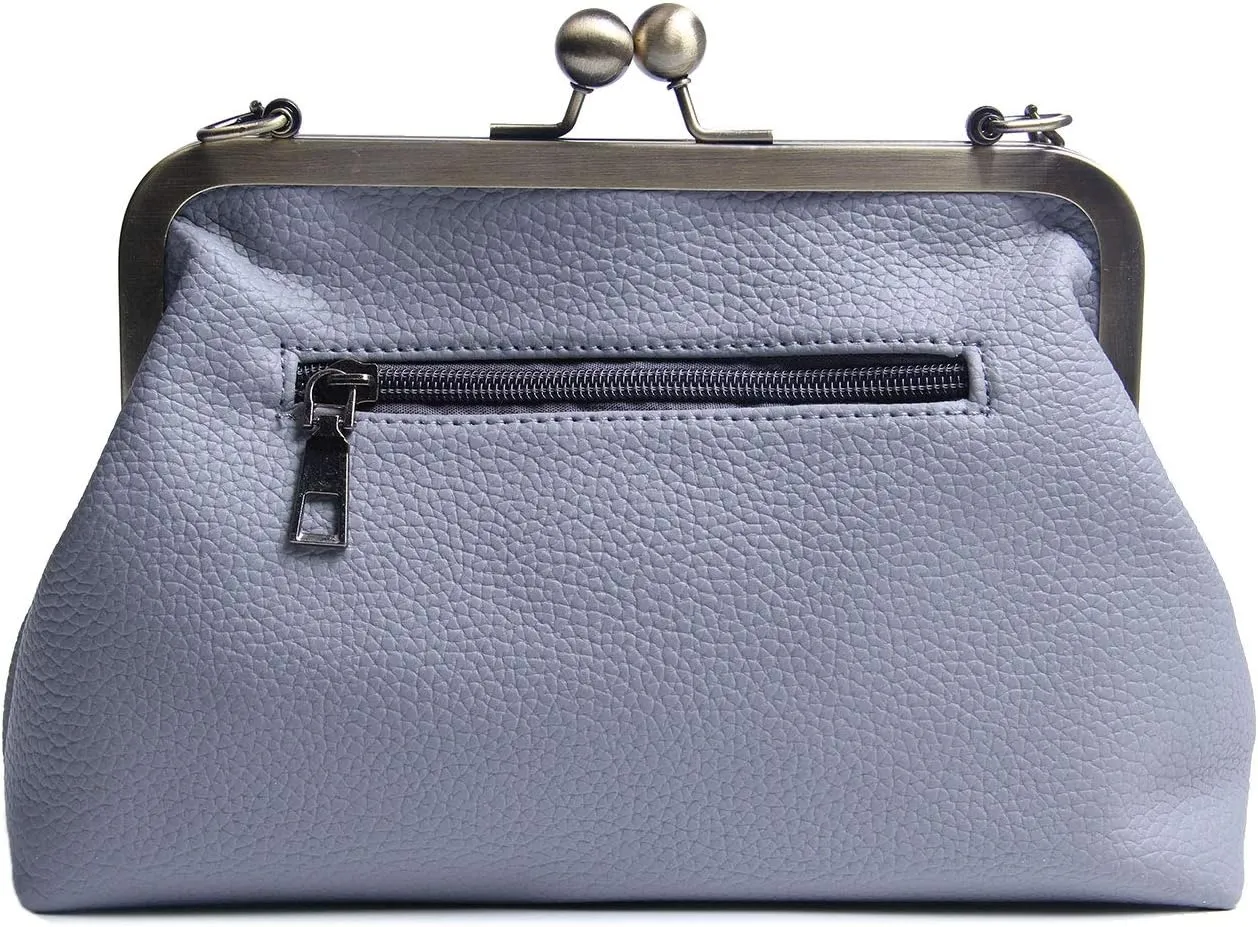 Lanpet Women Classical Kiss Lock Clutch with Chain Strap Shoulder Bag Purse Wallet