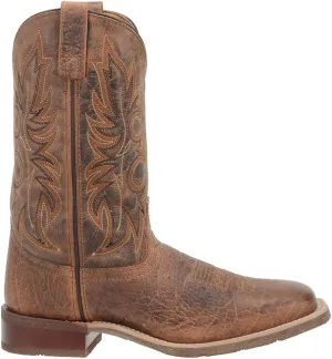 Laredo Mens Montana Embroidered Square Toe Pull On Casual Boots Mid Calf - Brown