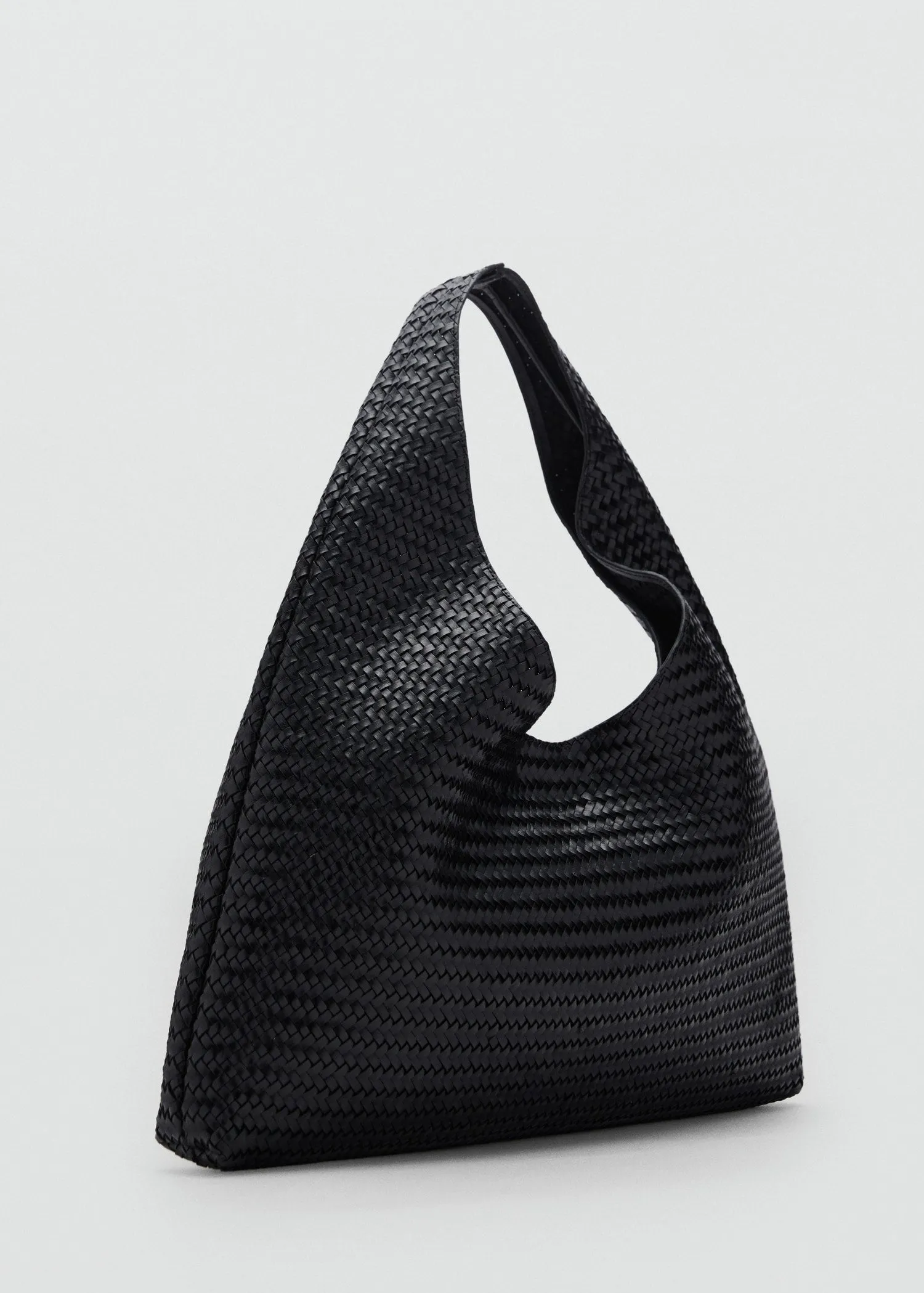 Large braided leather shoulder bag