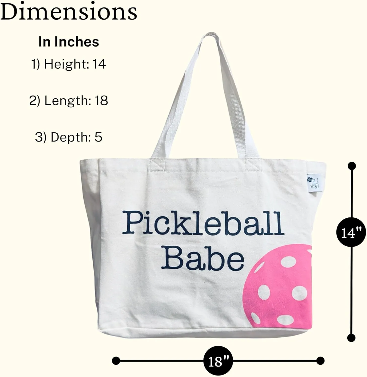 Large Canvas Pickleball Tote - Sustainable, Funny & Cute Grocery Bag