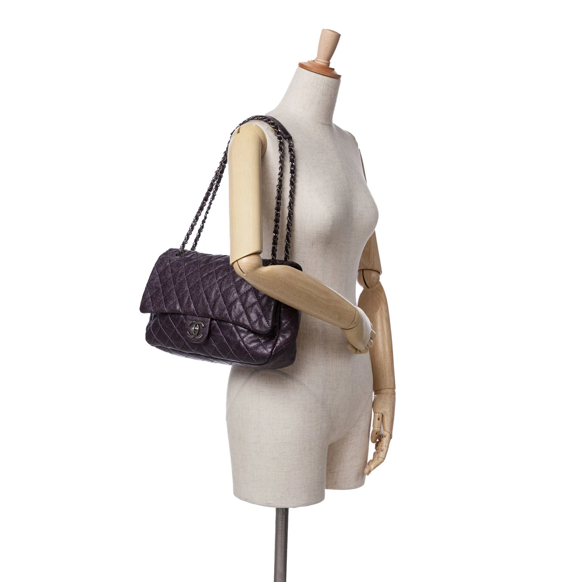 Large Classic Caviar Easy Zip Flap