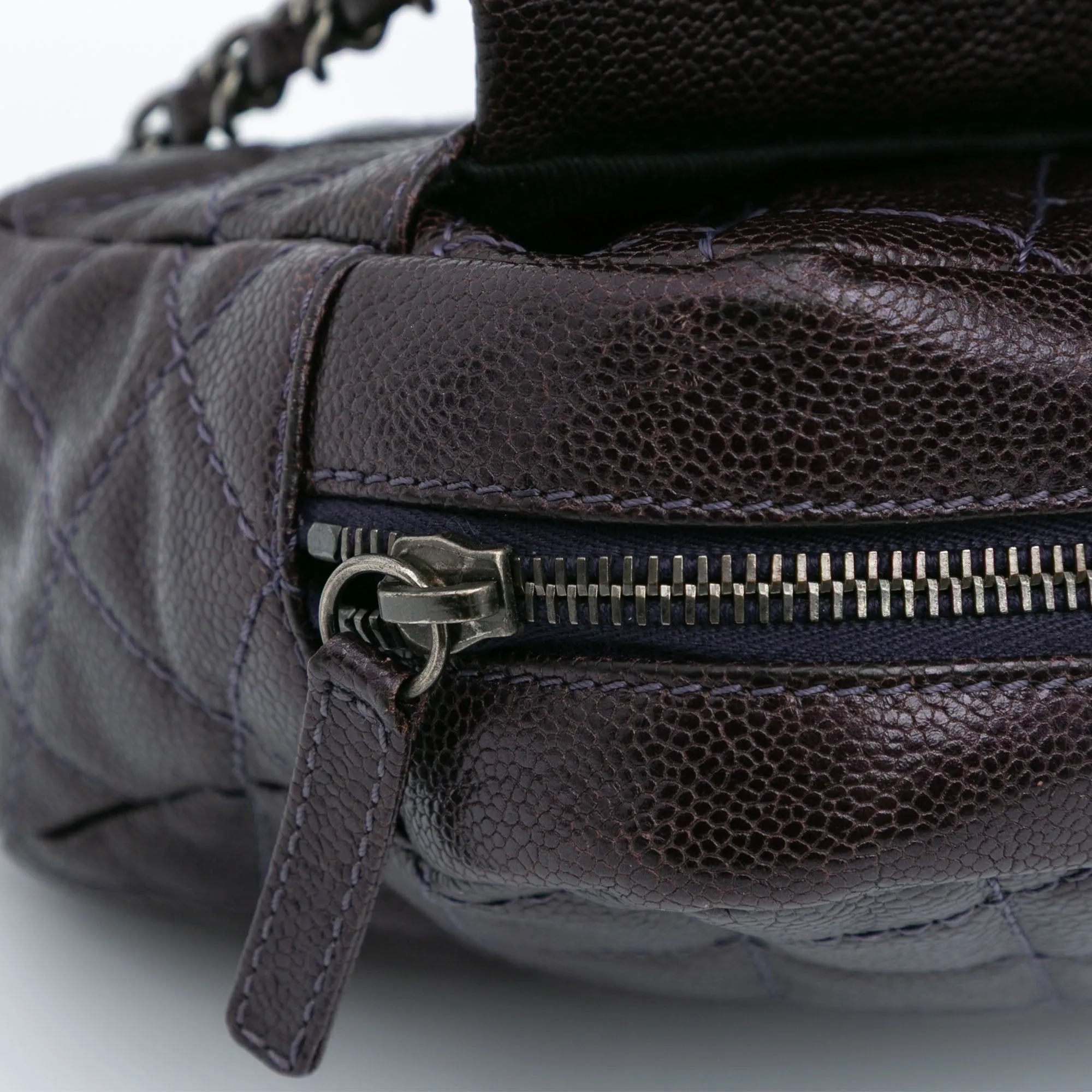 Large Classic Caviar Easy Zip Flap