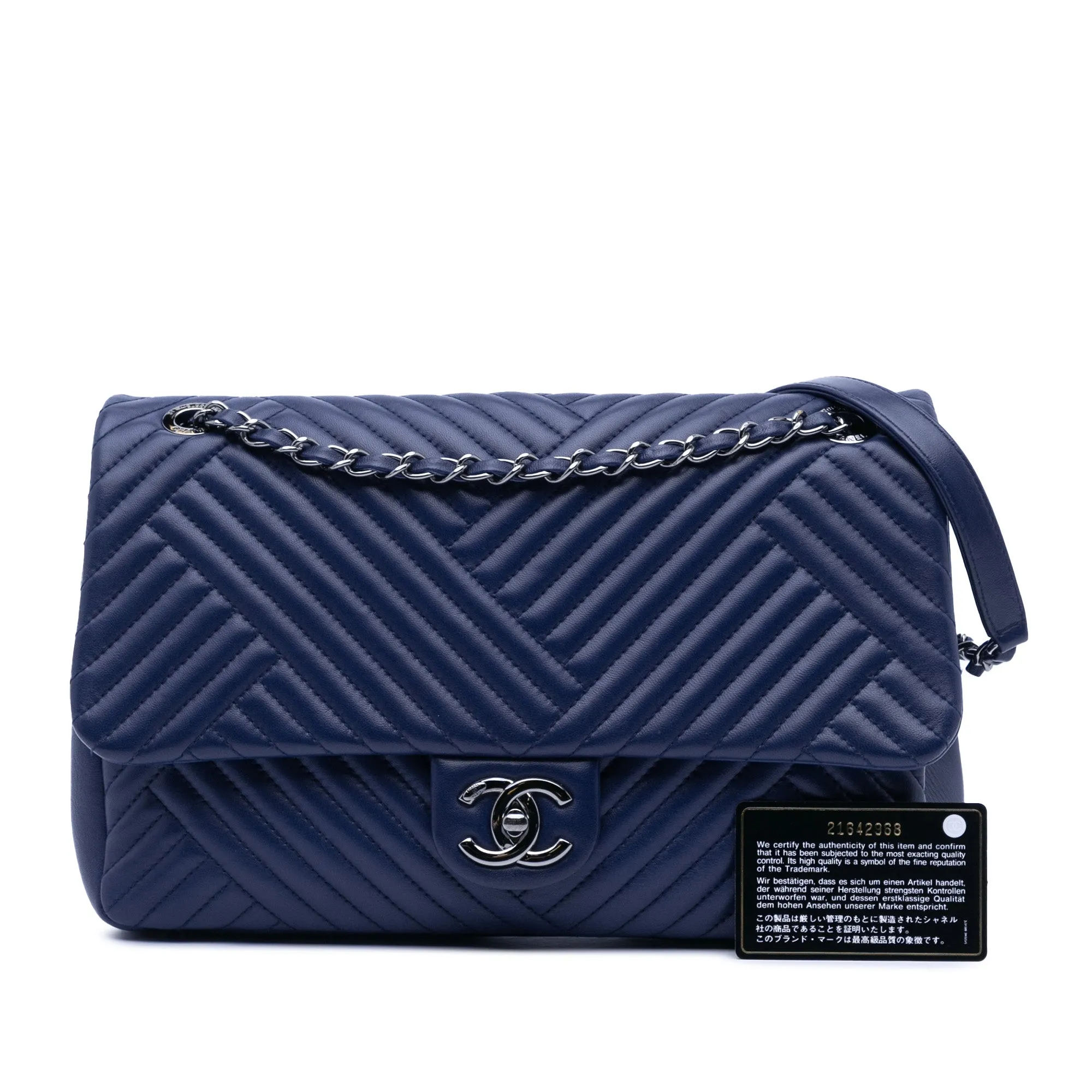 Large Lambskin CC Crossing Flap
