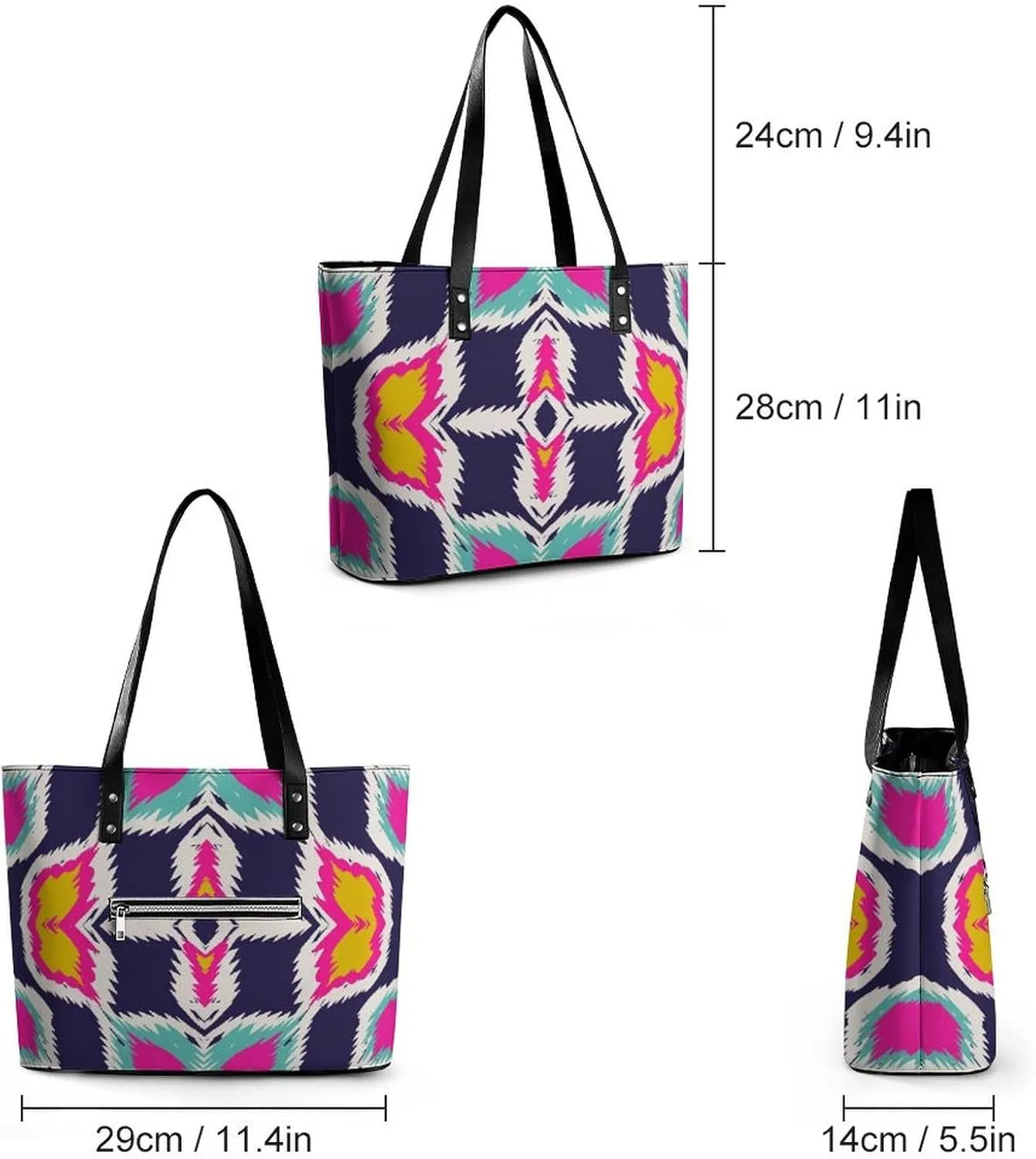 Large Tote Bag Fashion Handbag With Zipper For Women And Men