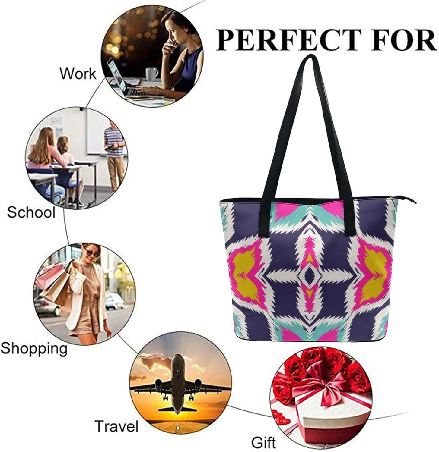 Large Tote Bag Fashion Handbag With Zipper For Women And Men
