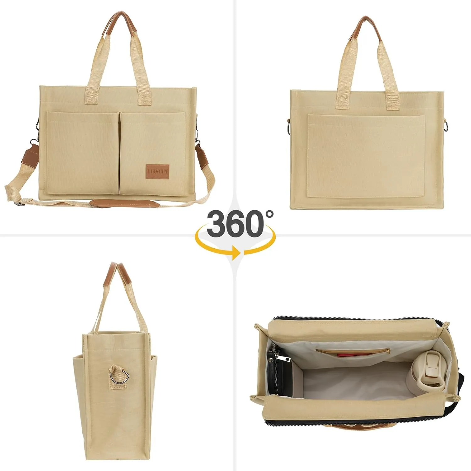 Large Tote Bag with Zipper and Compartments for Women, 15.6 Inch Laptop/Bible/Travel/Nurse Bag, Gifts for Women.