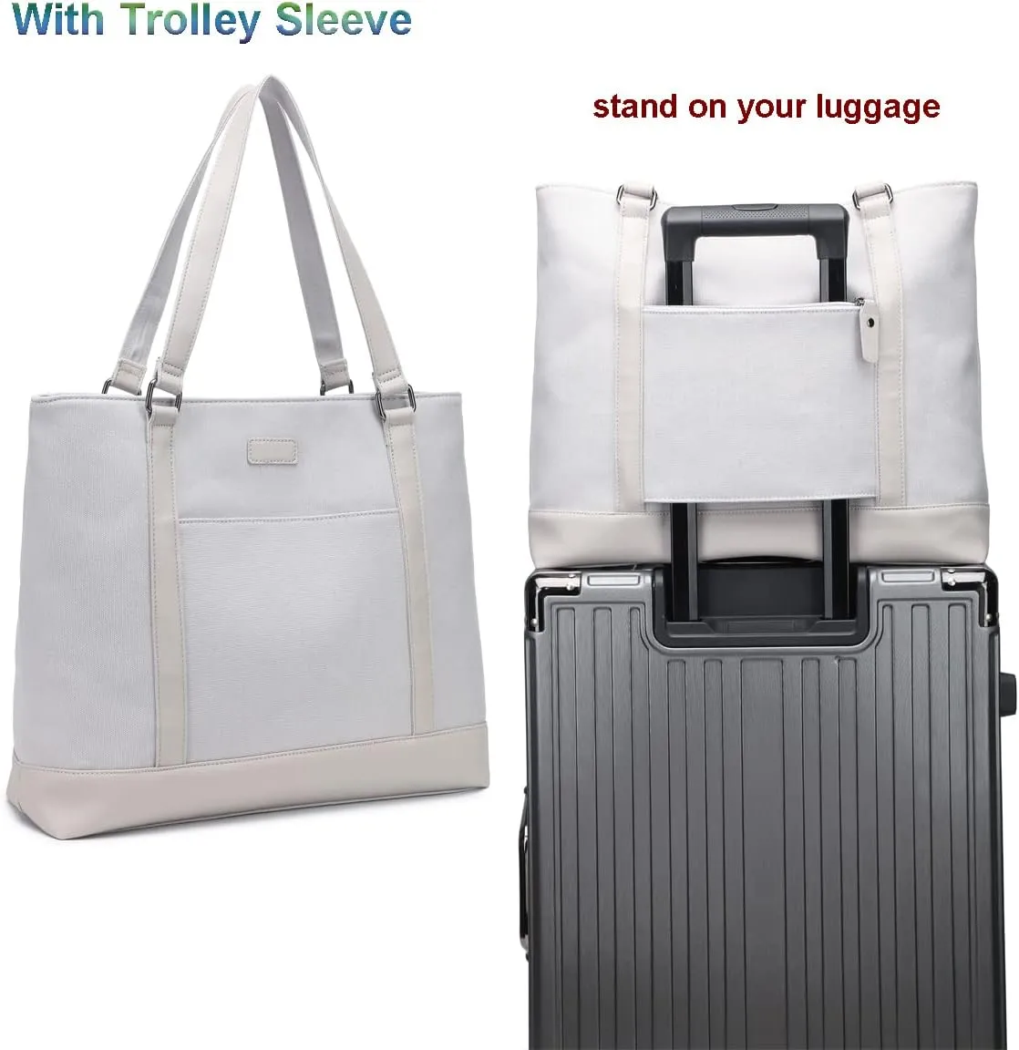 Large Tote Bags for Women 15.6 Inch Laptop Bag Lightweight Canvas Professional Work Briefcase