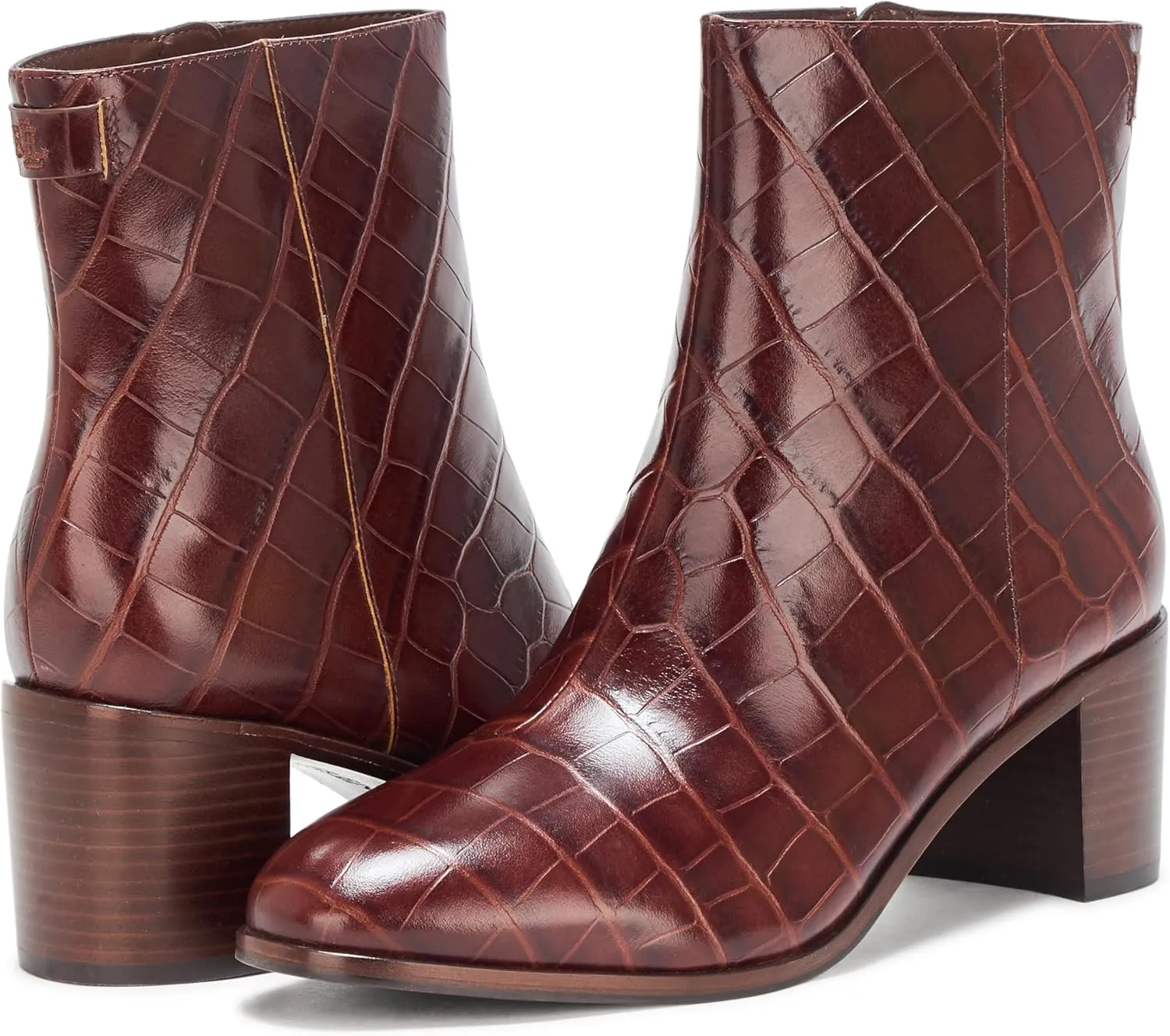 Lauren Ralph Lauren Women's Cassie Crocodile-Embossed Leather Bootie