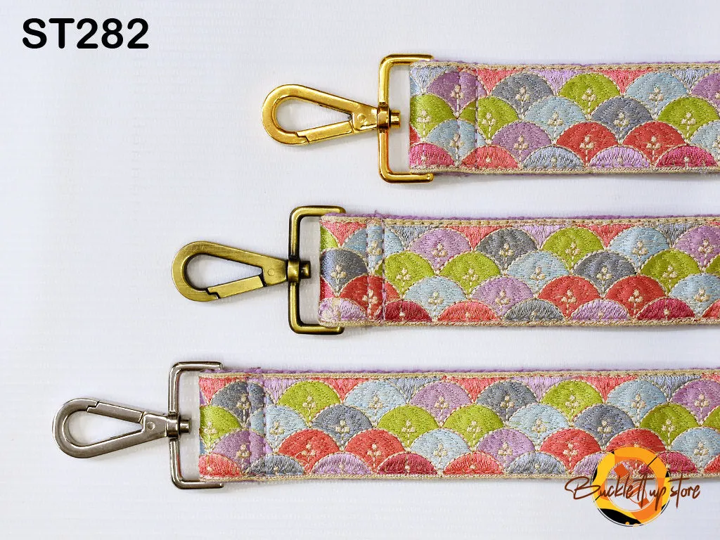 Lavender Embroidered Purse Strap Crossbody Strap for Purses Handbag Boho Bag Strap Embroidery Replacement Strap Guitar Strap Gift for Her