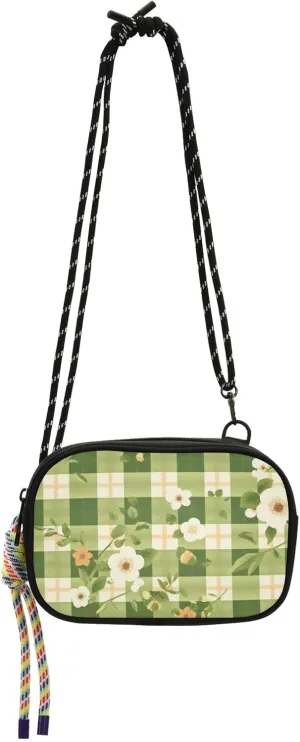 Lawn Green Flowers Buffalo Checks Womens Crossbody Bags Practical Shoulder Bag with Credit Card Slots for for Women Hiking