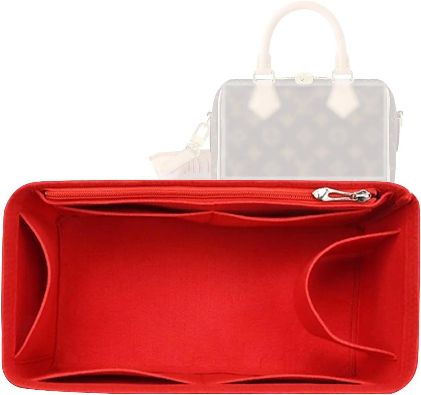 Lckaey Purse organizer for Speedy 25 HandBag protective insert Tote Bag and hand bag insert protectorY073red-M