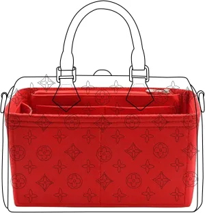 Lckaey Purse organizer for Speedy 25 HandBag protective insert Tote Bag and hand bag insert protectorY073red-M