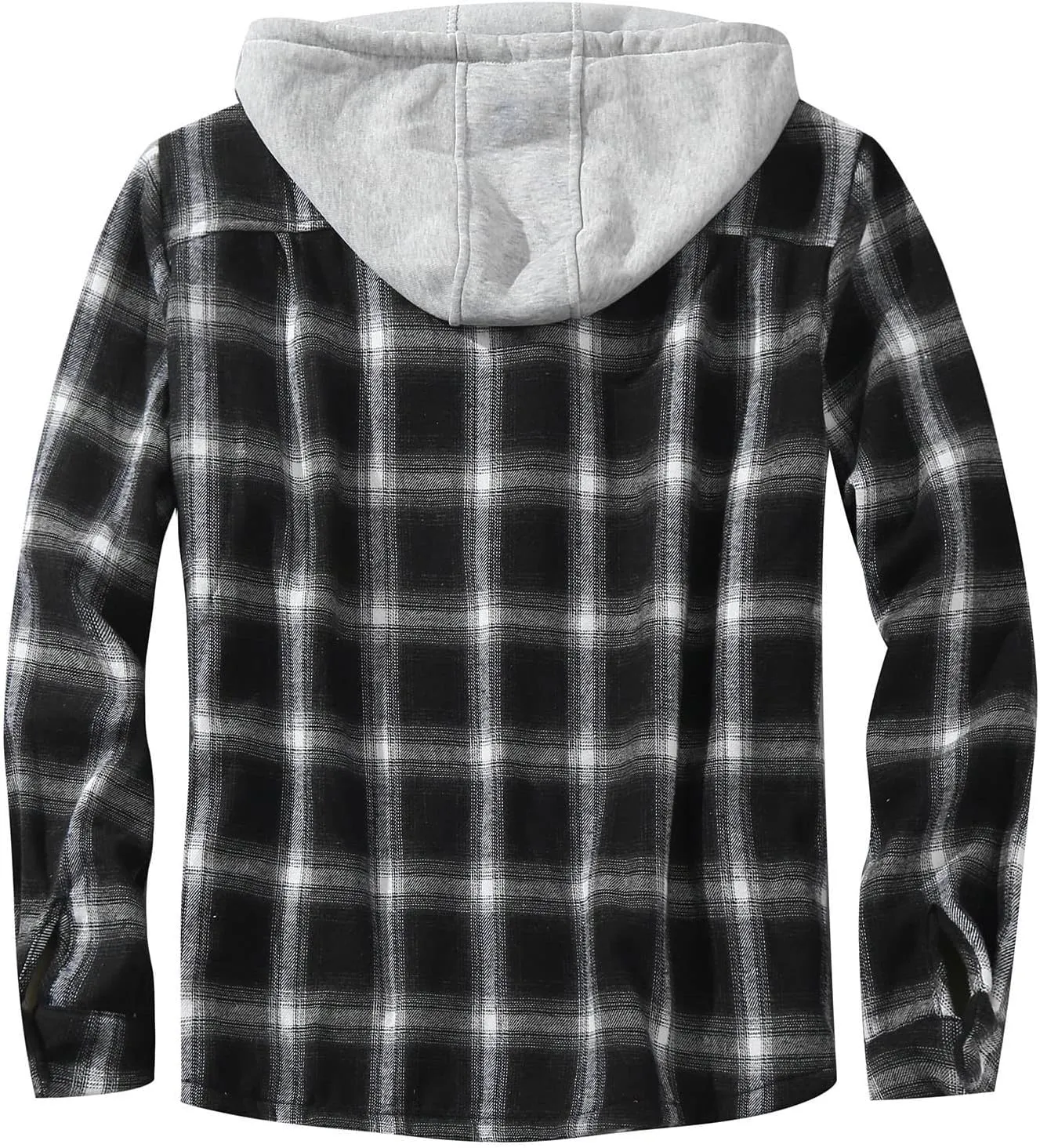 LCMTWX Men's Flannel Jackets Large Plaid Lapel Pocket Plus Velvet Coat Shirt Top Coat with Zipper with Hood for
