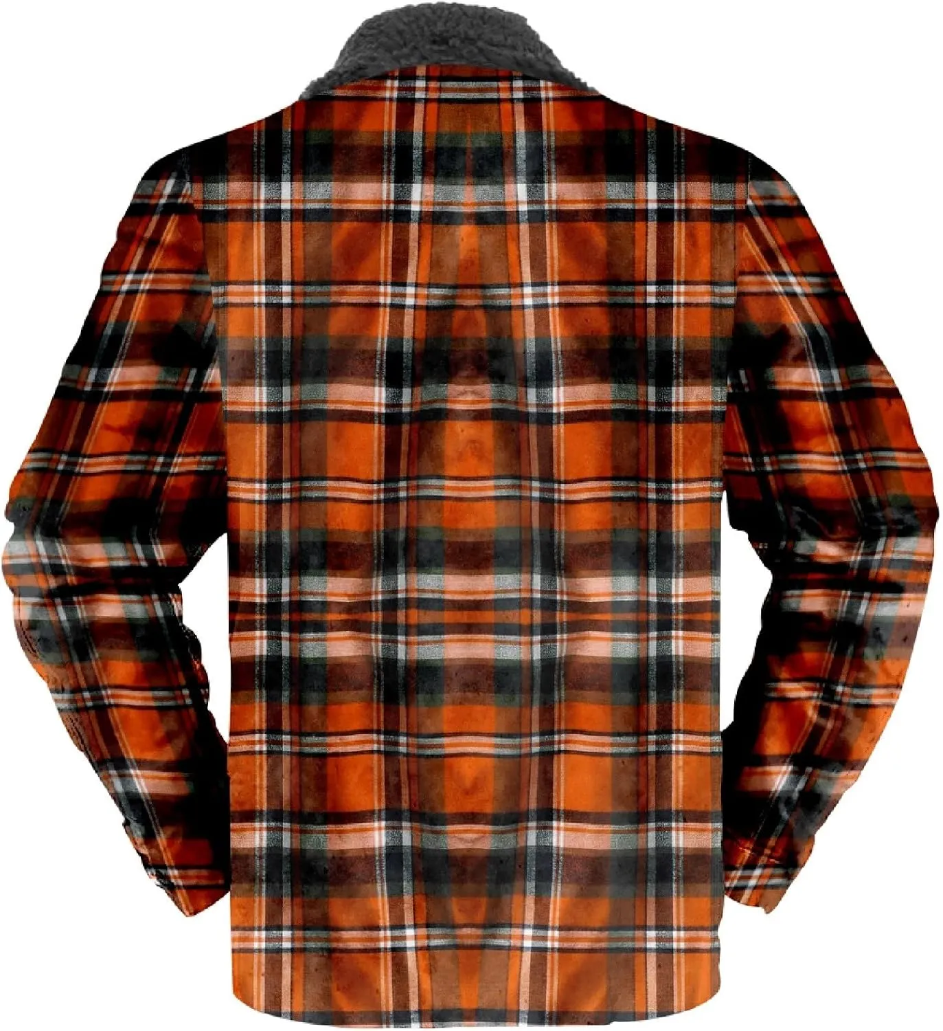 LCMTWX Men's Fleece Lined Flannel Shirt Jacket Winter Plaid Button Down Stand Collar Snow Coat Jacket Outwear with Casual