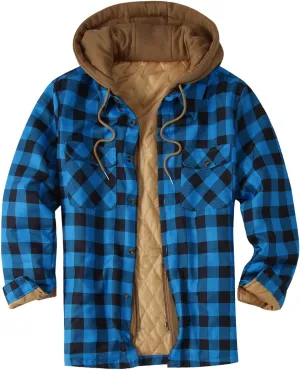 LCMTWX Winter Coat Men Plaid Casual Plaid Print Hooded Zipper Pocket Long Sleeve Shirt Patchwork Jacket Loose Thickened