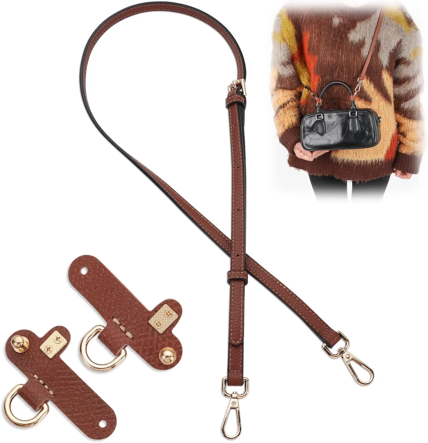 Leather Bag Strap Kit, Adjustable Purse Straps, Women's Mini Shoulder Bag for Longchamp Mini Bags