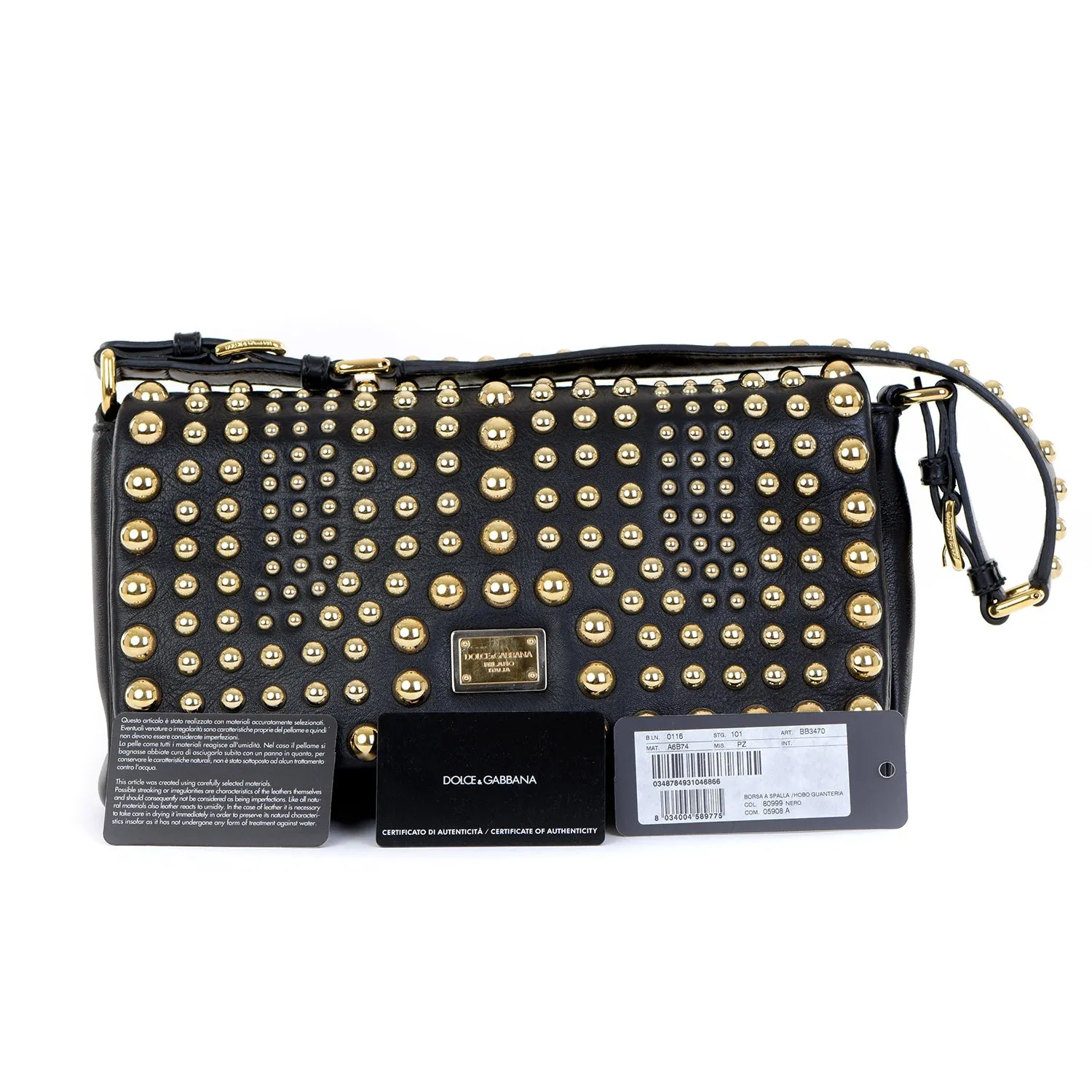 Leather Gold Studded Shoulder Bag