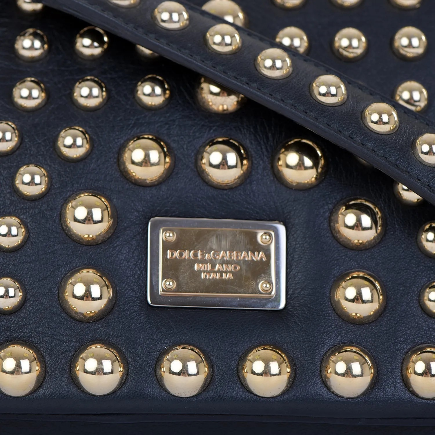 Leather Gold Studded Shoulder Bag