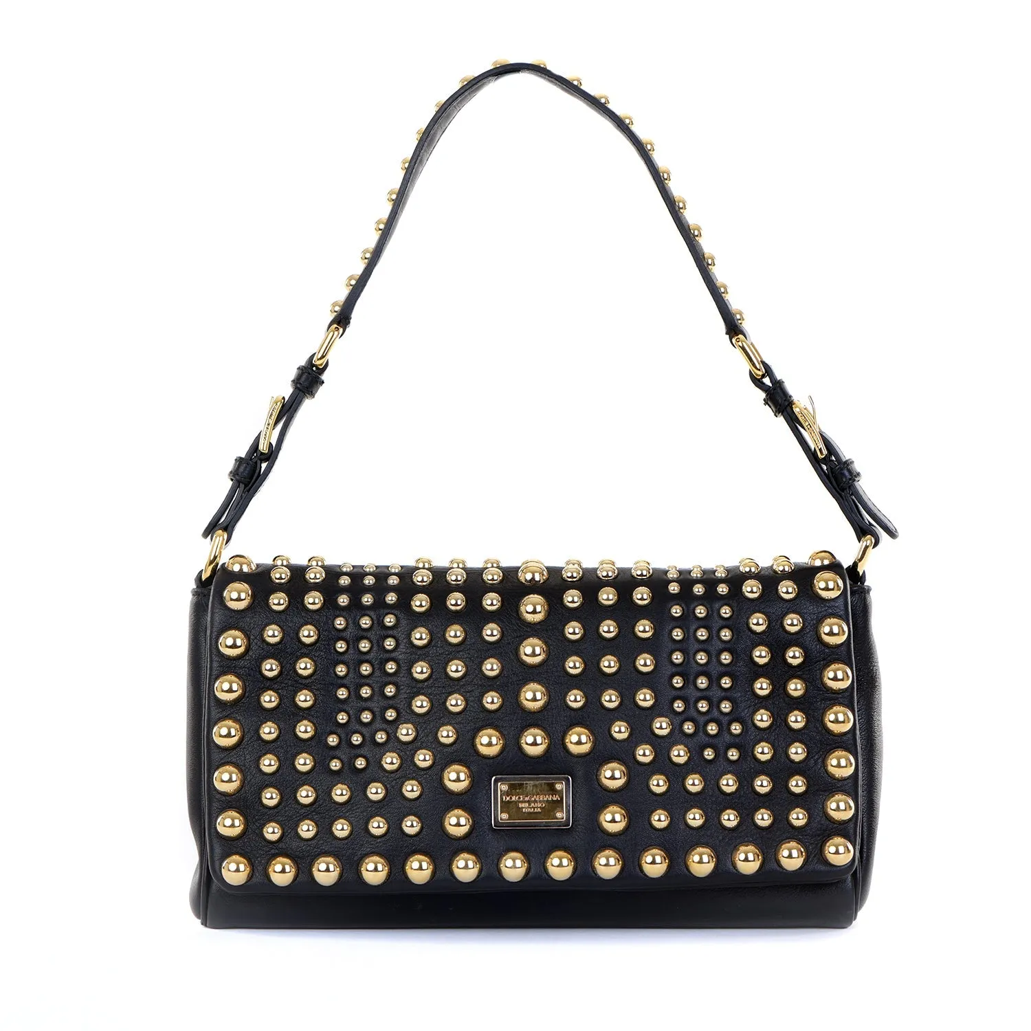 Leather Gold Studded Shoulder Bag