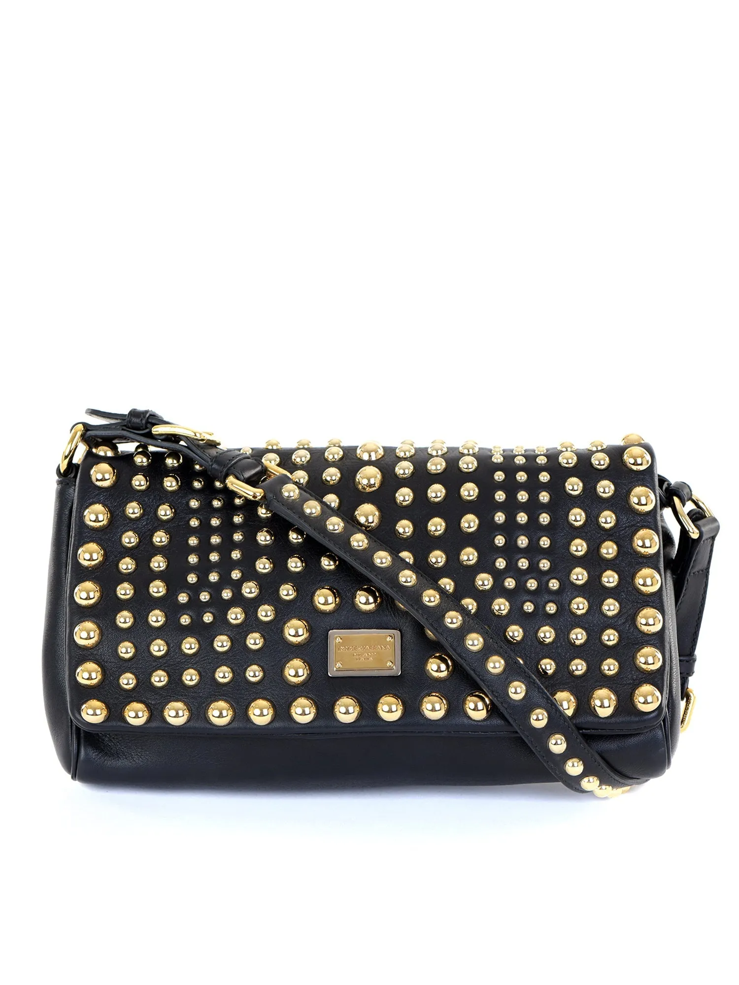 Leather Gold Studded Shoulder Bag